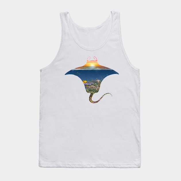 Manta Ray Sunset Reef Tank Top by PhotoArts